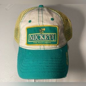 Mickey’s green and yellow distressed hat